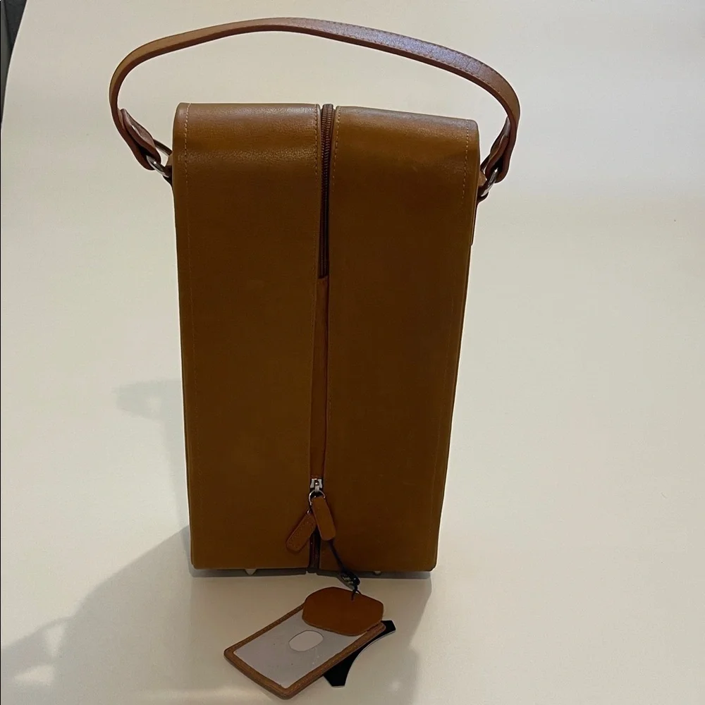 Ameri Leather Tan Leather Wine Travel Bag